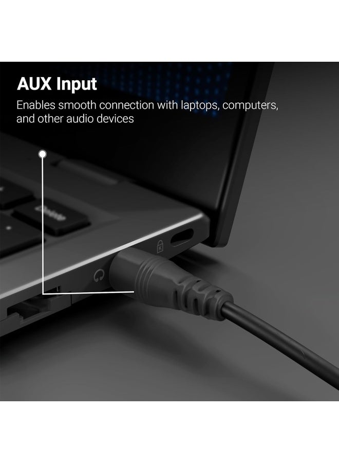 Kisonli 2.0 USB Powered Multimedia Speakers – 3W x 2 Stereo Sound System with Blue LED Light, 3.5mm AUX Input, 20Hz–20KHz Frequency Response, Compact Desktop Speakers for Laptop, PC & Gaming Setup - Image 4